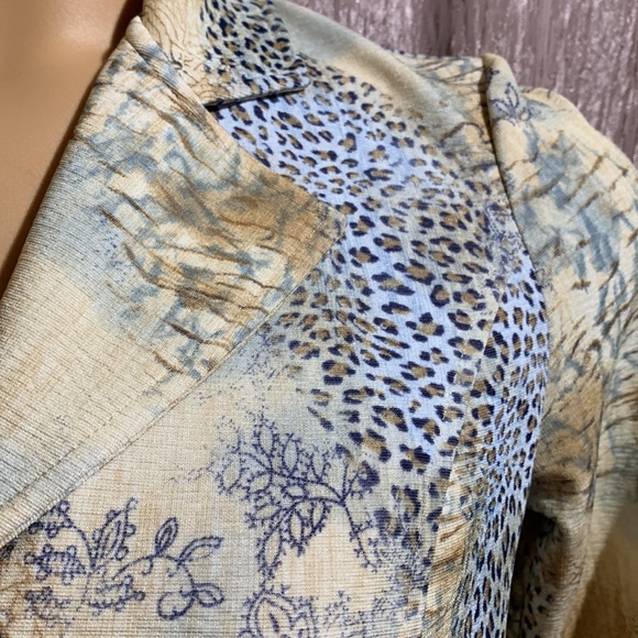 Spread Your Wings Blazer Jacket Animal Print Tan Brown Blue XS - Picture 7 of 16